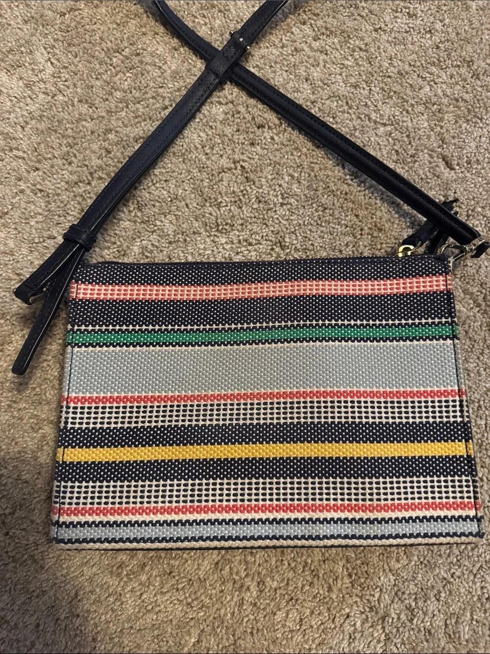 kate spade Navy Multi-Stripe Crossbody with Gold Hardware
